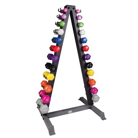 Body-Solid 12 Pairs Neoprene Dumbbells 1-15Lbs, With Gdr24 Rack GDR24-NPACK